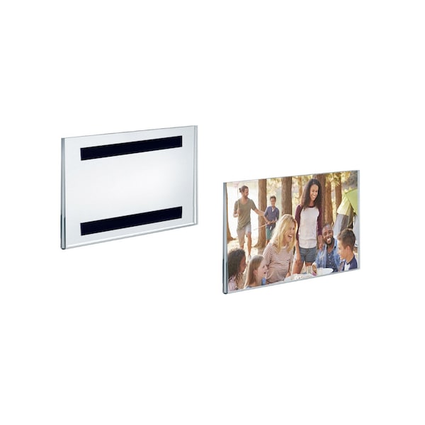 Clear Acrylic Magnet Back Sign Holder Frames 6'' W x 4'' H - Horizontal / Landscape, GIFT SHOP, 2PK